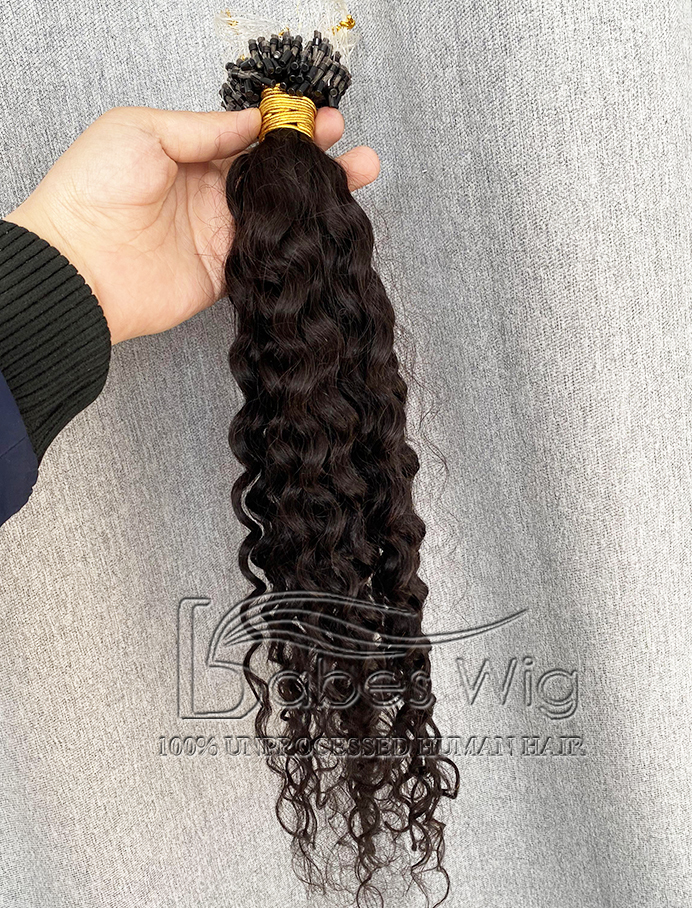 [Copy]micro ring hair extensions  1 gram per strand brazilian human hair Curly micro loop extensions