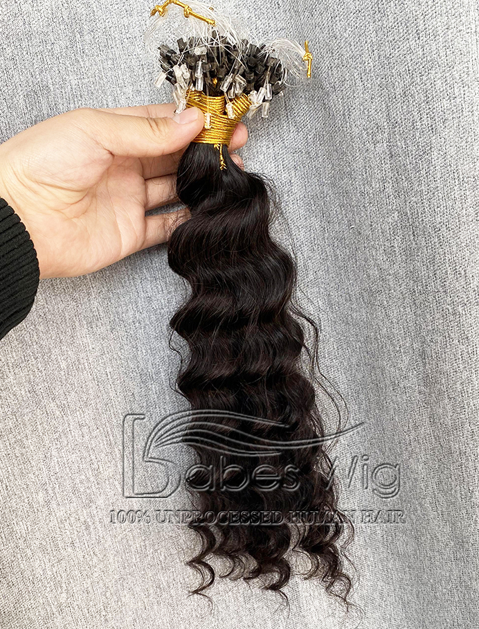 micro ring hair extensions  1 gram per strand brazilian human hair Curly micro loop extensions