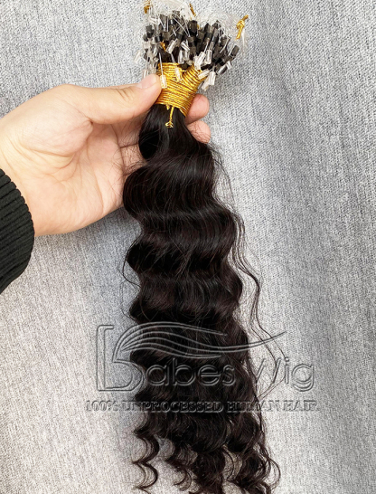 micro ring hair extensions  1 gram per strand brazilian human hair Curly micro loop extensions