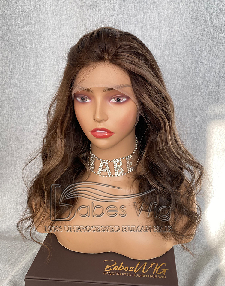 Soft Balayage Wavy Human Hair Wig Glueless Full lace wig / Silk Top Full Lace & Silk Top Lace Front Wig for White Women-BabesWIG