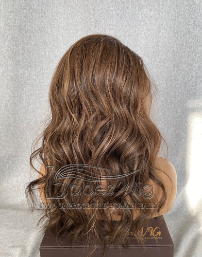 Soft Balayage Wavy Human Hair Wig Glueless Full lace wig / Silk Top Full Lace & Silk Top Lace Front Wig for White Women-BabesWIG