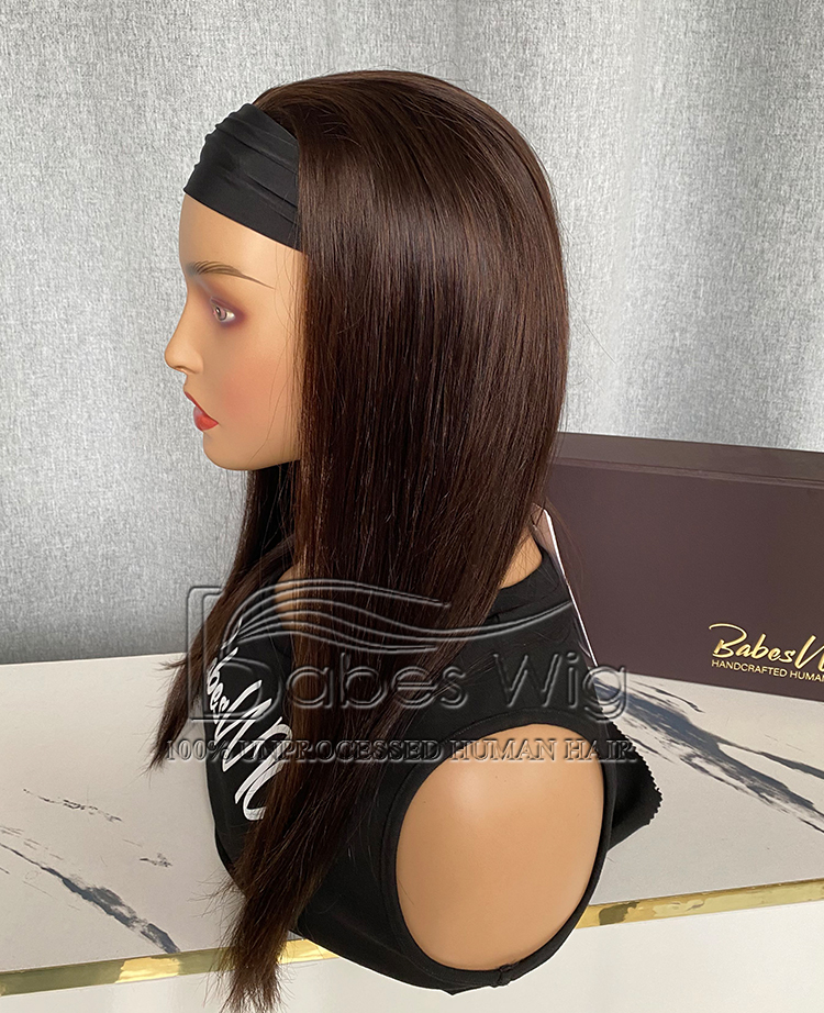 100% Remy Human Hair Dark Brown Wavy 3/4 Half Wig Sport wig for women on Sale