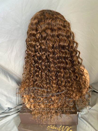 100% Remy Human Hair half wigs for women Brown Curly  3/4 Half Wig on Sale-BabesWIG