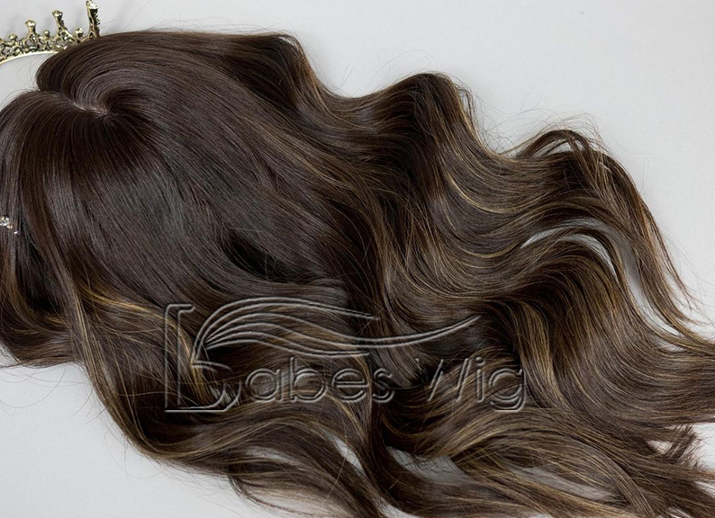 9*9 Topper Highlights Color 100% Human Hair Silk Top Hair Piece for Women with Hair Loss