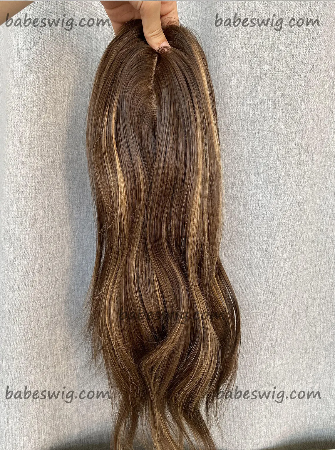 Human Hair Toppers with Highlights – Natural Volume & Sun-Kissed Style5x6"-BabesWIG