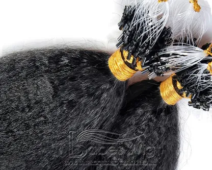 Kinky straight micro ring hair extensions 1 gram per strand brazilian human hair micro loop extensions-BabesWIG