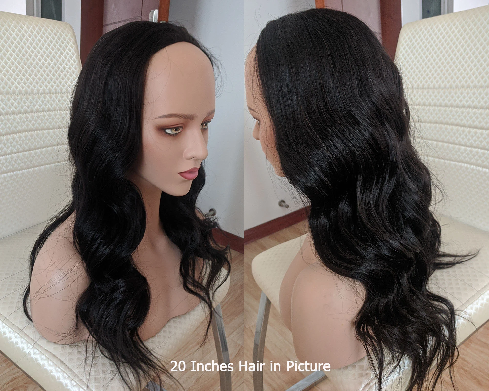 Brazilian Body Wave Human Hair Half Wigs For Black Women outre wavy half wigs 3/4 none lace wigs half wigs For Black Hair-BabesWIG