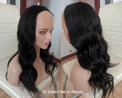 Brazilian Body Wave Human Hair Half Wigs For Black Women outre wavy half wigs 3/4 none lace wigs half wigs For Black Hair-BabesWIG