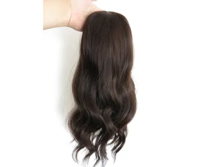 100% Remy Human Hair Dark Brown Wavy 3/4 Half Wig on Sale-BabesWIG