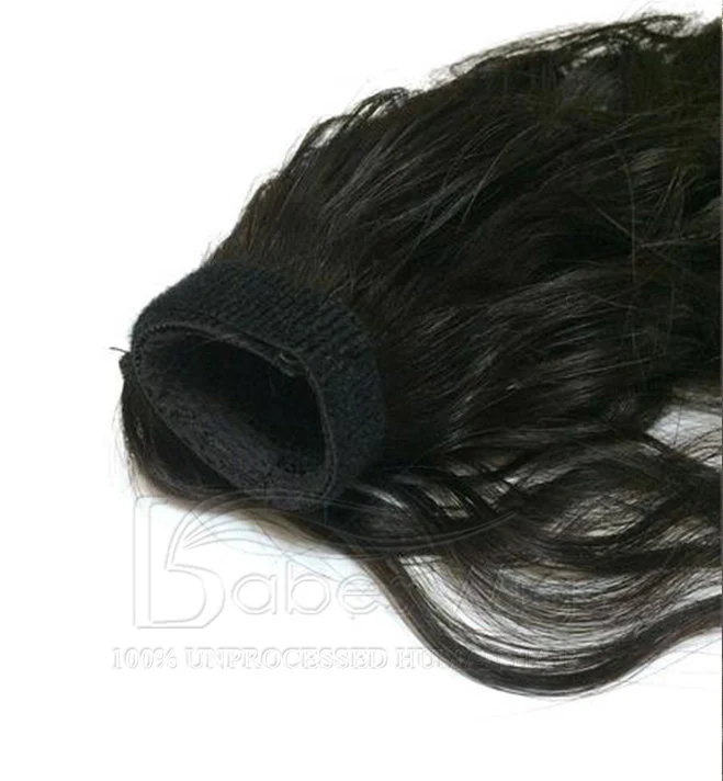 Body wave natural black/brown 100% Virgin Human Hair Ponytail Extension Easy Way To Draw A girl with a bun-BabesWIG
