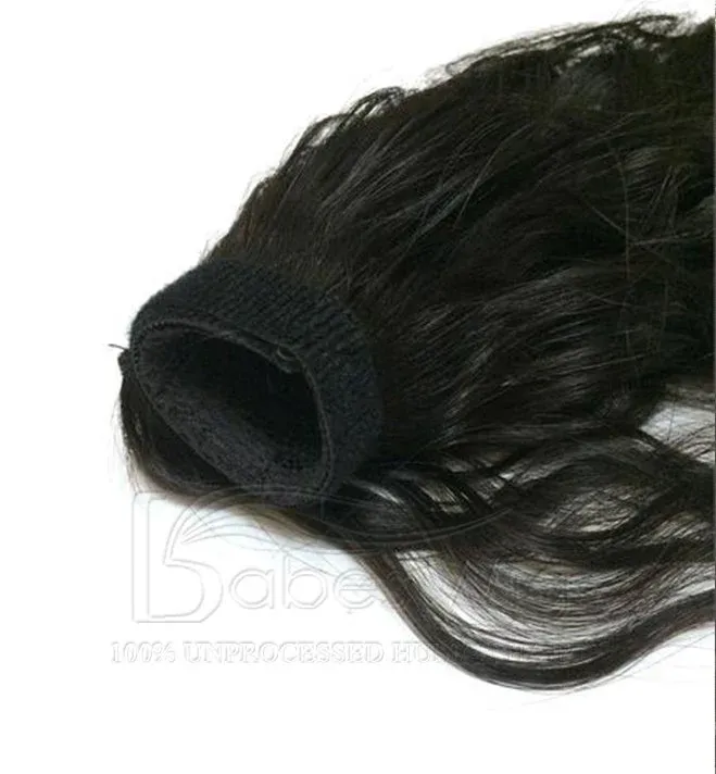 Body wave natural black/brown 100% Virgin Human Hair Ponytail Extension Easy Way To Draw A girl with a bun-BabesWIG
