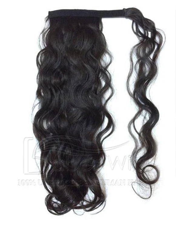 Body wave natural black/brown 100% Virgin Human Hair Ponytail Extension Easy Way To Draw A girl with a bun-BabesWIG