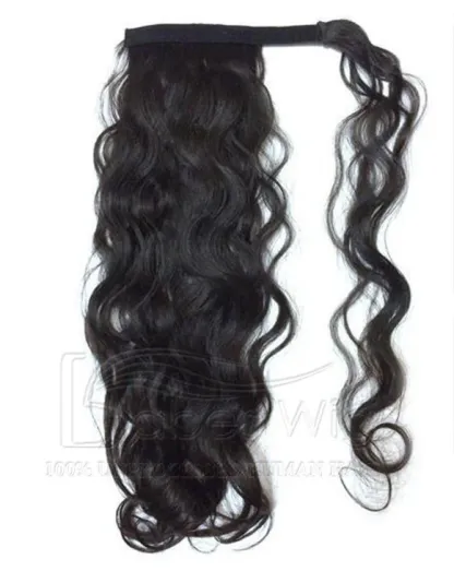 Body wave natural black/brown 100% Virgin Human Hair Ponytail Extension Easy Way To Draw A girl with a bun-BabesWIG