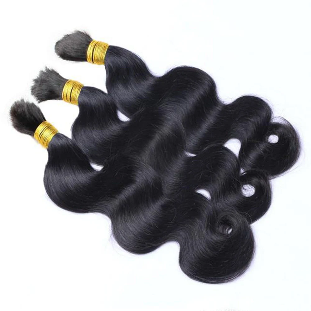 100% Natural Black Body Wave Bulk Human Hair for braiding For box braids twist unweft natural hair-BabesWIG