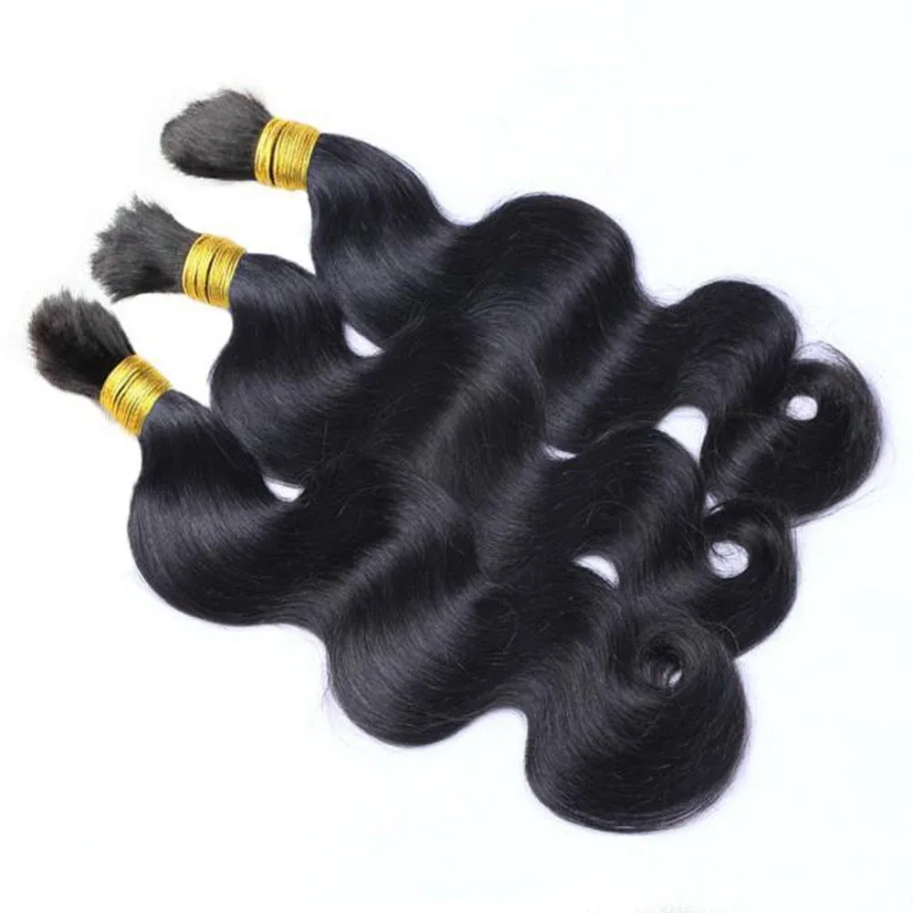 100% Natural Black Body Wave Bulk Human Hair for braiding For box braids twist unweft natural hair-BabesWIG
