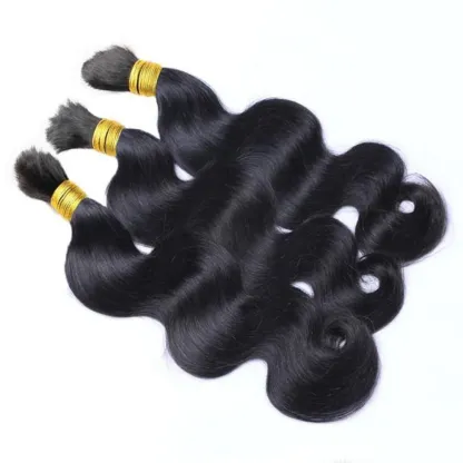 100% Natural Black Body Wave Bulk Human Hair for braiding For box braids twist unweft natural hair-BabesWIG