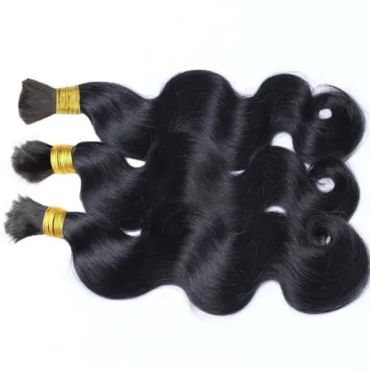 100% Natural Black Body Wave Bulk Human Hair for braiding For box braids twist unweft natural hair-BabesWIG