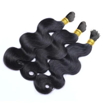 100% Natural Black Body Wave Bulk Human Hair for braiding For box braids twist unweft natural hair-BabesWIG