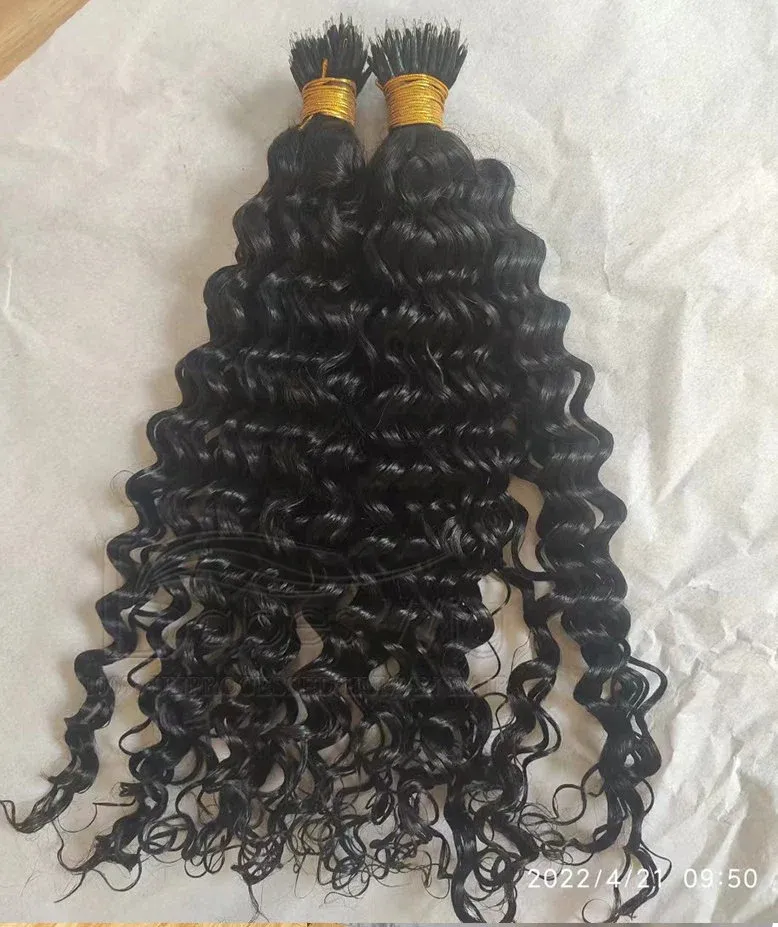 Human Hair  Nano ring hair extensions 1 gram per strand Brazilian Deep Curly human hair nano ring Microbead Hair extensions-BabesWIG