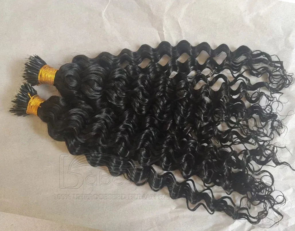 Human Hair  Nano ring hair extensions 1 gram per strand Brazilian Deep Curly human hair nano ring Microbead Hair extensions-BabesWIG