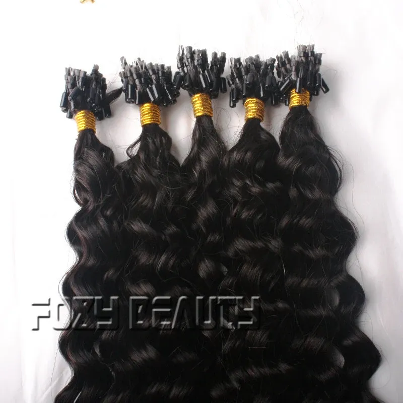 Loose Curly micro ring hair extensions 1 gram per strand brazilian human hair micro loop extensions