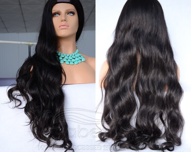 U Part Wigs Human Hair Long Wavy Human Hair U Shape Wigs for Black 1B Women Babeswig U part Wigs / Full Wig-BabesWIG