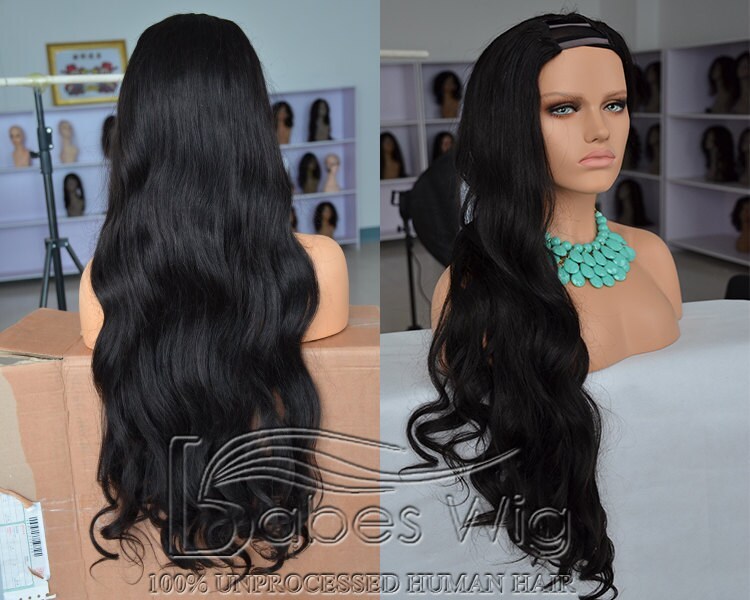 U Part Wigs Human Hair Long Wavy Human Hair U Shape Wigs for Black 1B Women Babeswig U part Wigs / Full Wig-BabesWIG