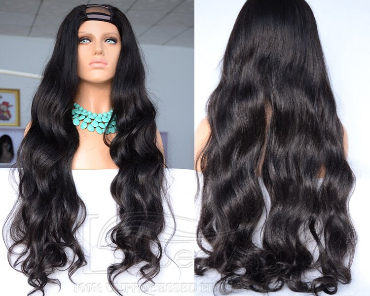 U Part Wigs Human Hair Long Wavy Human Hair U Shape Wigs for Black 1B Women Babeswig U part Wigs / Full Wig-BabesWIG