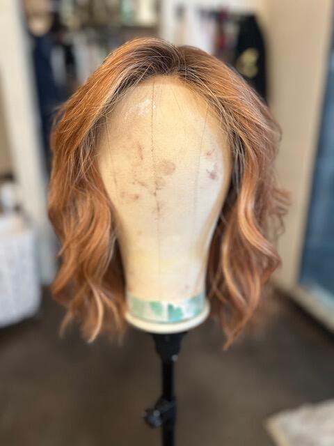 Custom color Wavy hair full lace wig with silk top