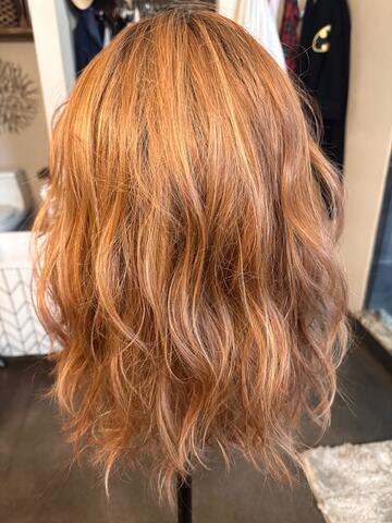 Custom color Wavy hair full lace wig with silk top