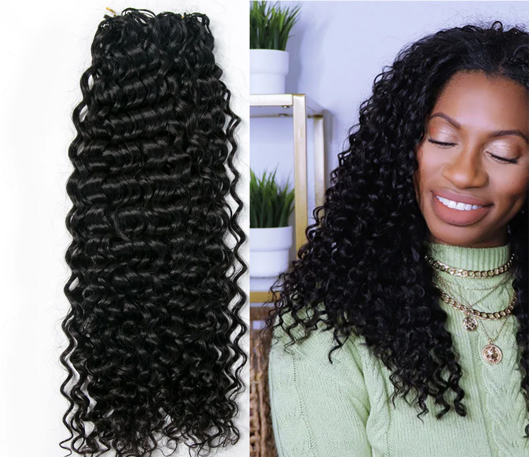Human Crochet Hair Water Wave Natural Color