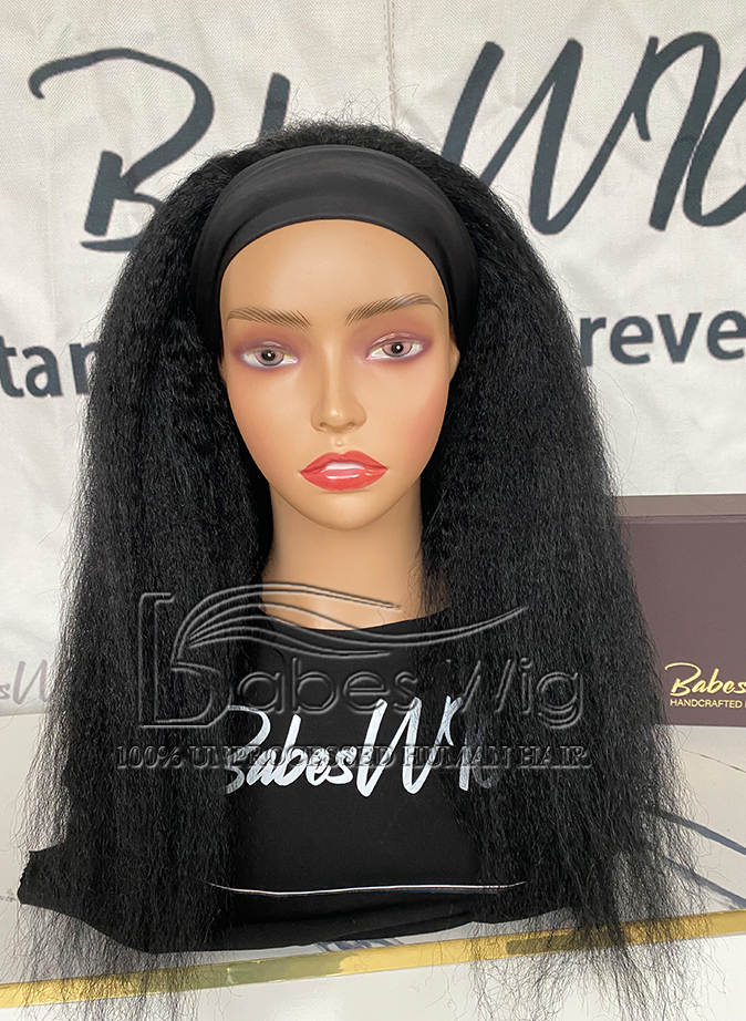 Jymwig Kinky Straight 100% Human Hair Sports Wig #1 Jet Black 3/4 half wig for women