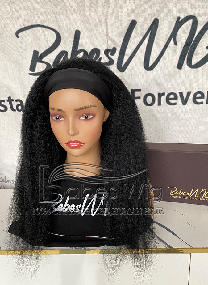Jymwig Kinky Straight 100% Human Hair Sports Wig #1 Jet Black 3/4 half wig for women