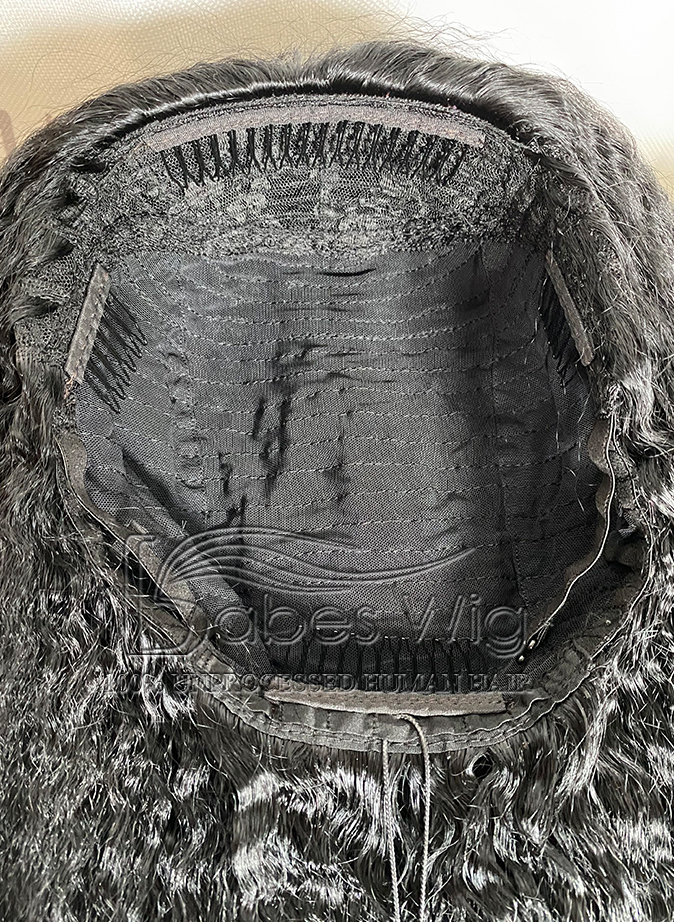 Jymwig Kinky Straight 100% Human Hair Sports Wig #1 Jet Black 3/4 half wig for women