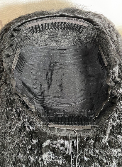 Jymwig Kinky Straight 100% Human Hair Sports Wig #1 Jet Black 3/4 half wig for women