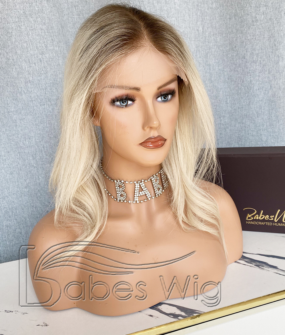 100% Virgin human hair lace front topper 8*8 topper with ombre blonde color