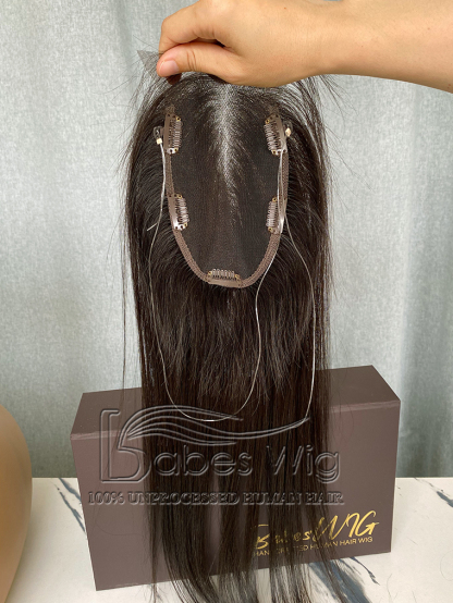 HUman hair Lace topper,Dark Brown Human Hair Toppers for Women Crown Hair Toupee Hairpiece