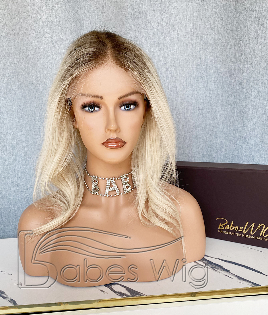 100% Virgin human hair lace front topper 8*8 topper with ombre blonde color