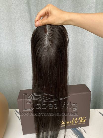 HUman hair Lace topper,Dark Brown Human Hair Toppers for Women Crown Hair Toupee Hairpiece