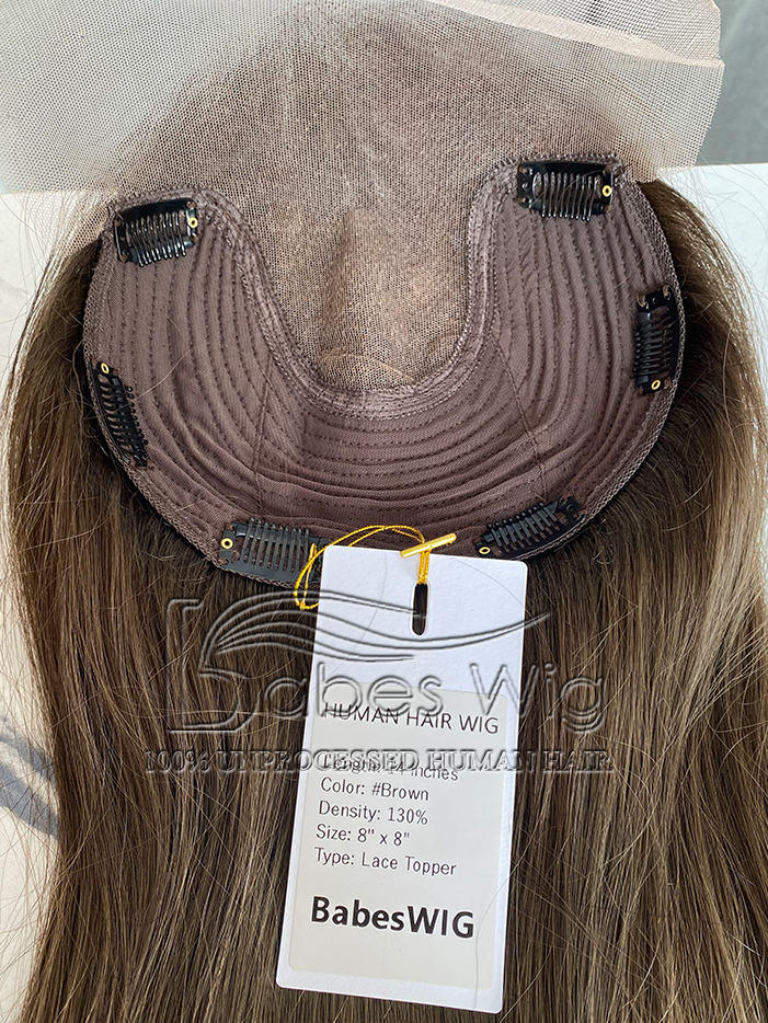 100% Human Hair Lace Front Topper 8*8 Lace top topper with weft back
