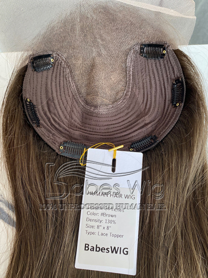 100% Human Hair Lace Front Topper 8*8 Lace top topper with weft back