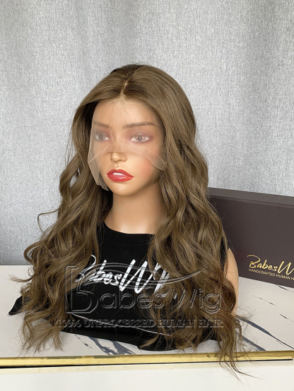 Light Ash Brown 100% Remy Human hair 13*6 Lace Front Wig Wavy Hair Wigs