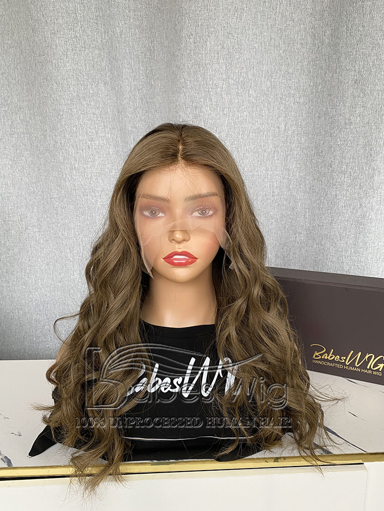 Light Ash Brown 100% Remy Human hair 13*6 Lace Front Wig Wavy Hair Wigs