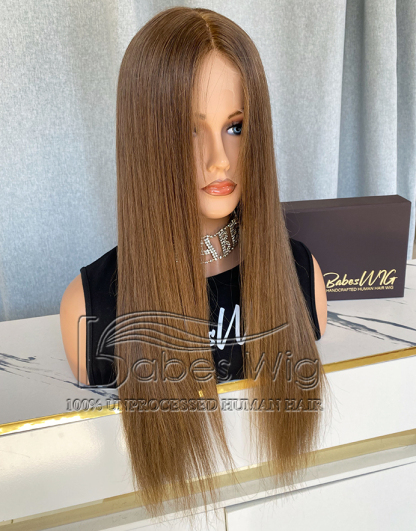 Light Brown Silk Top Medical Wig Full hand tied Best Silk Top Human Hair Wig -BabesWIG