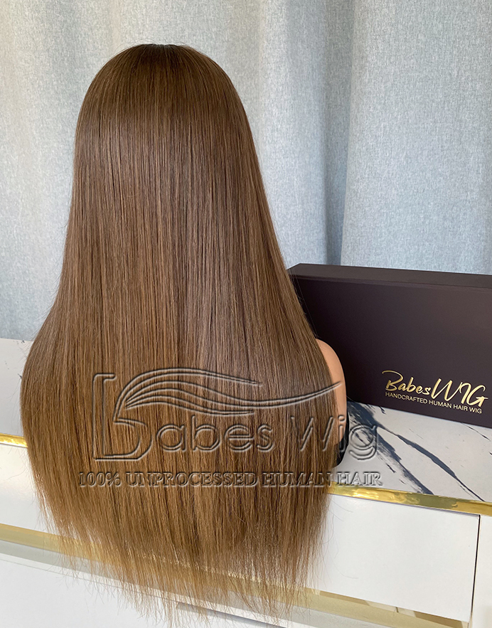 Soft Straight 100% Human Hair Light Brown Silk Top Lace Front Wigs Online