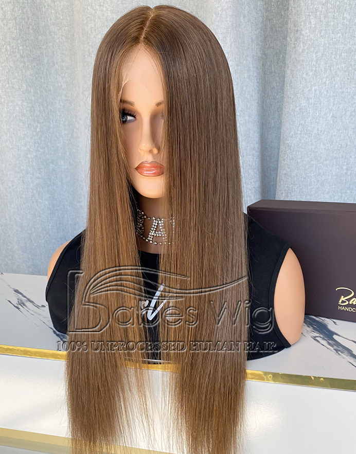 Light Brown Silk Top Medical Wig Full hand tied Best Silk Top Human Hair Wig -BabesWIG