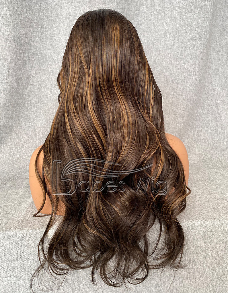  Balayage Wavy 100% Remy Hair Wig 13*6 Human Hair Lace Front Human Hair Wig for White Women-BabesWIG