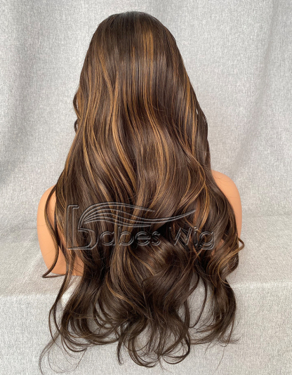  Balayage Wavy 100% Remy Hair Wig 13*6 Human Hair Lace Front Human Hair Wig for White Women-BabesWIG