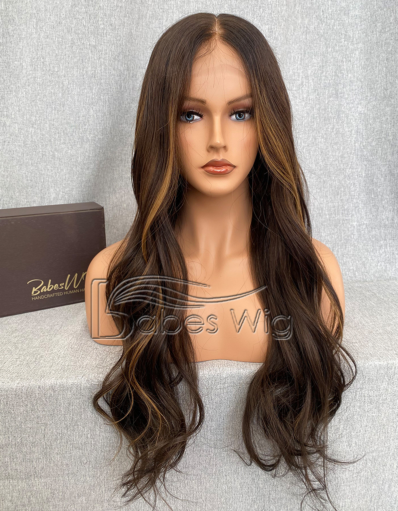  Balayage Wavy 100% Remy Hair Wig 13*6 Human Hair Lace Front Human Hair Wig for White Women-BabesWIG