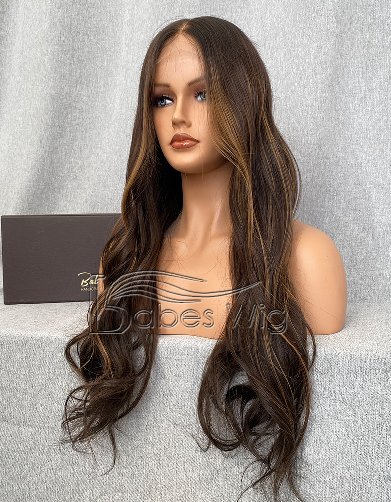  Balayage Wavy 100% Remy Hair Wig 13*6 Human Hair Lace Front Human Hair Wig for White Women-BabesWIG